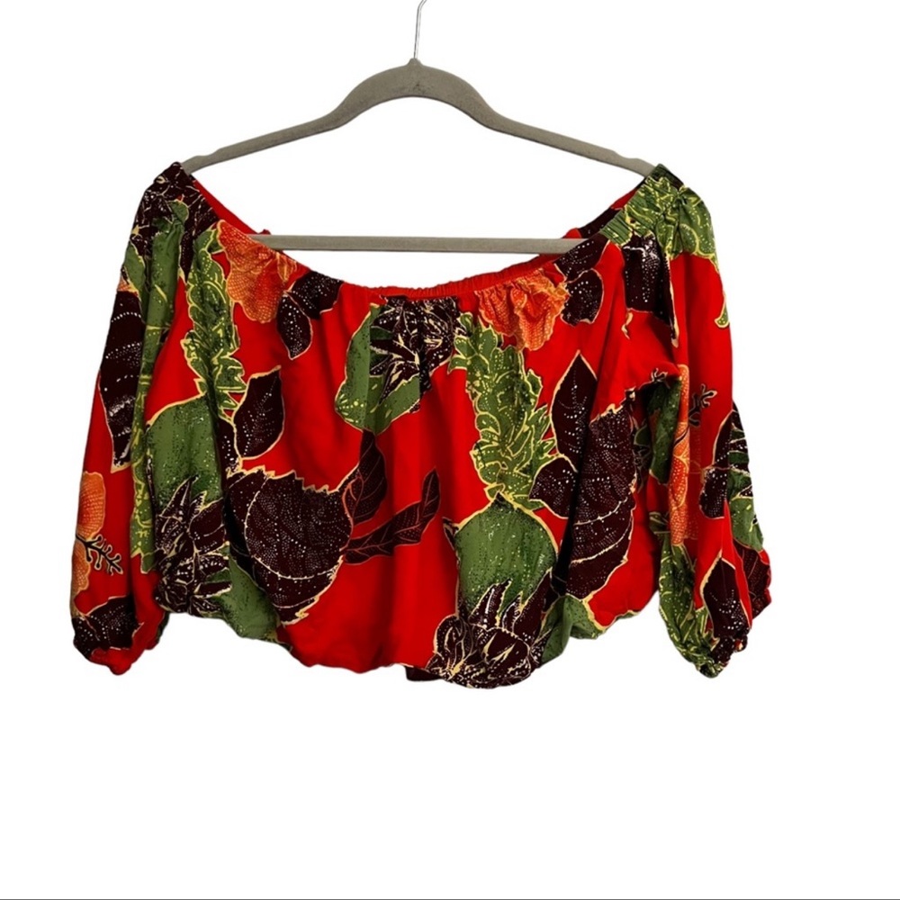 free people electric day tropical print cropped blouse